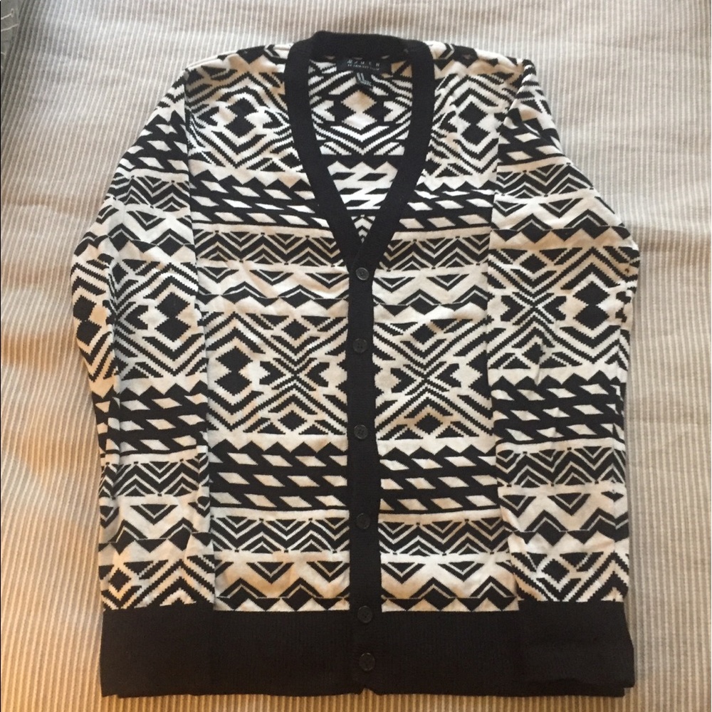 21MEN Black and White Light Cardigan